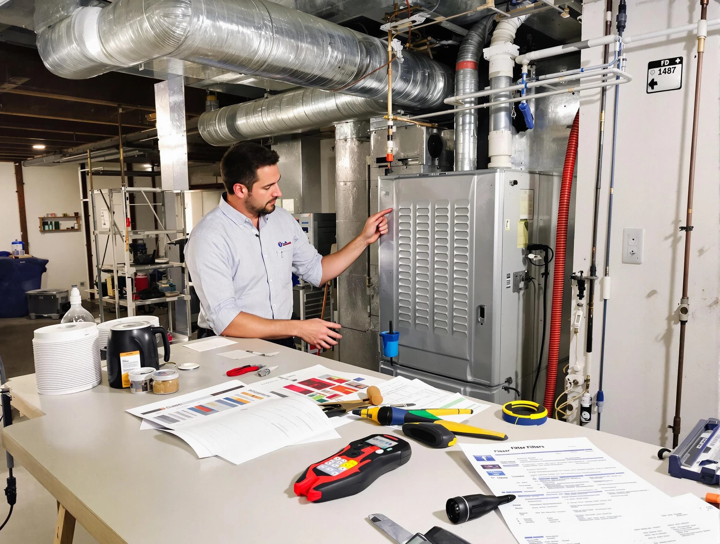 Los Ranchos de Albuquerque Air Duct Cleaning inspector conducting detailed filter system evaluation using professional diagnostic tools in Los Ranchos de Albuquerque