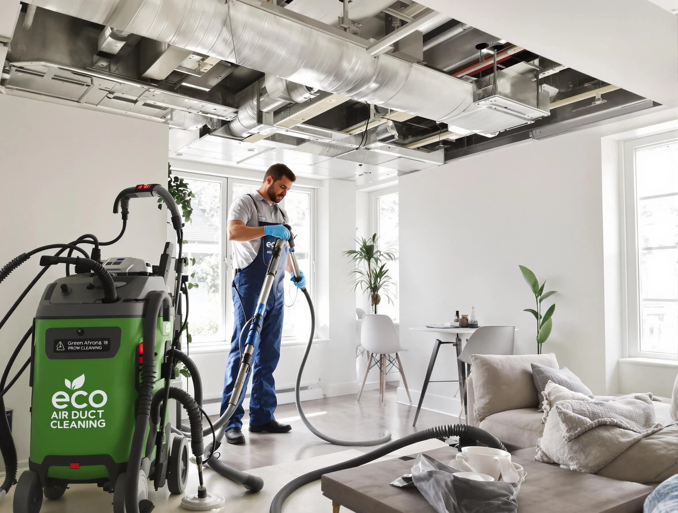 Los Ranchos de Albuquerque Air Duct Cleaning technician performing eco-friendly duct cleaning using sustainable methods in Los Ranchos de Albuquerque