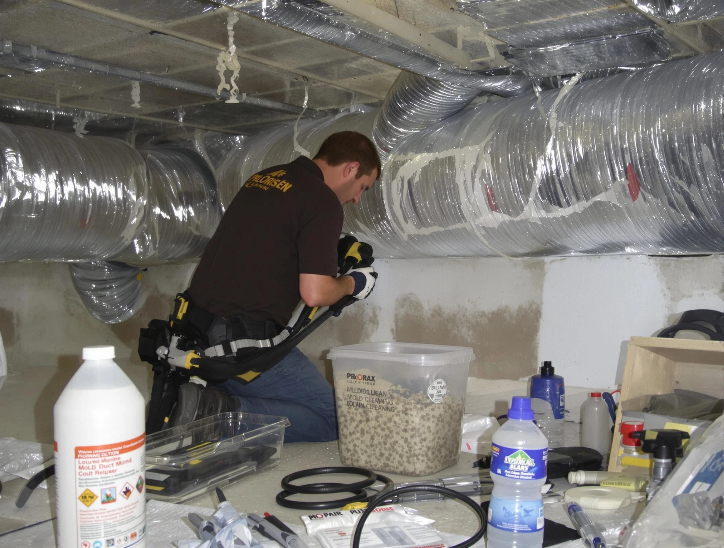Los Ranchos de Albuquerque Air Duct Cleaning specialist performing professional mold removal from air ducts in Los Ranchos de Albuquerque