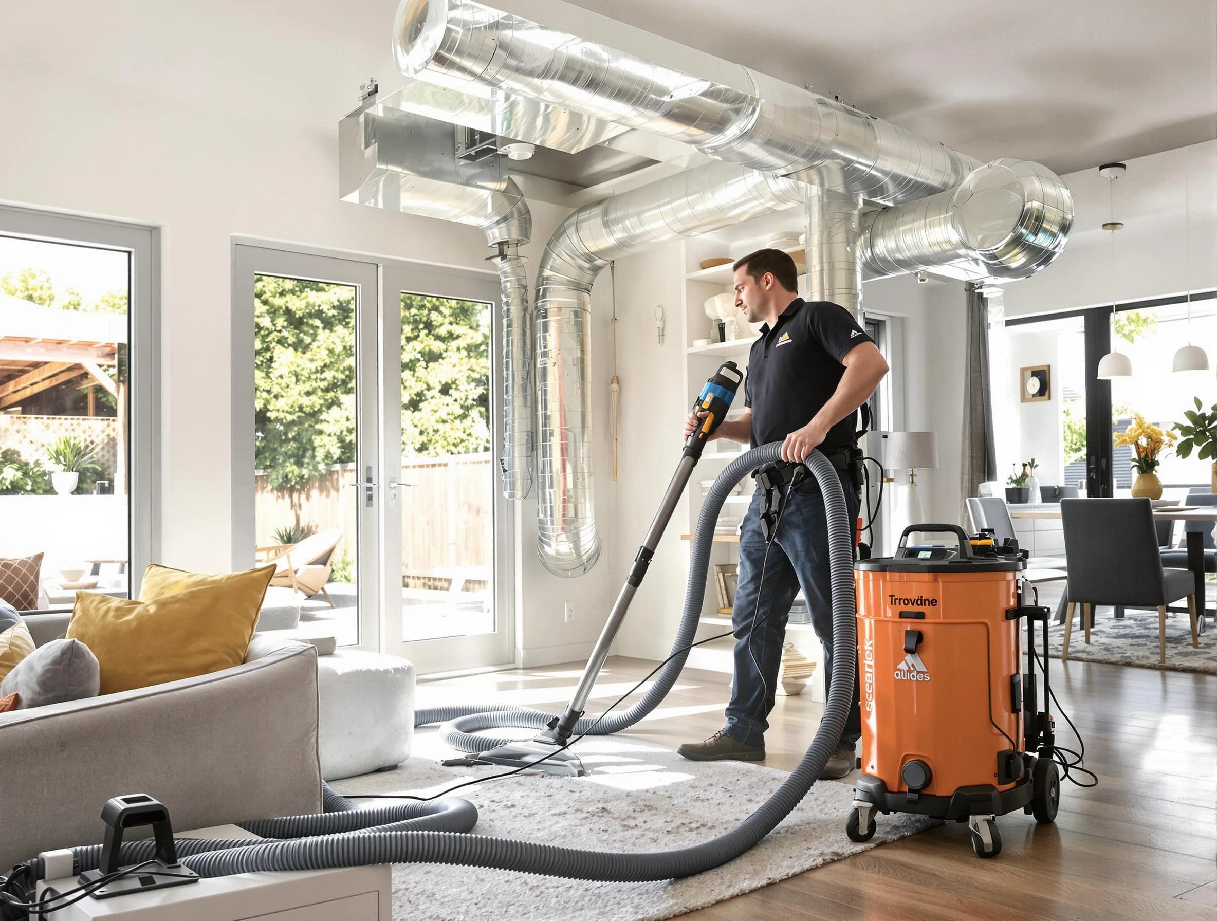 Los Ranchos de Albuquerque Air Duct Cleaning specialist performing thorough residential duct cleaning using advanced equipment in Los Ranchos de Albuquerque
