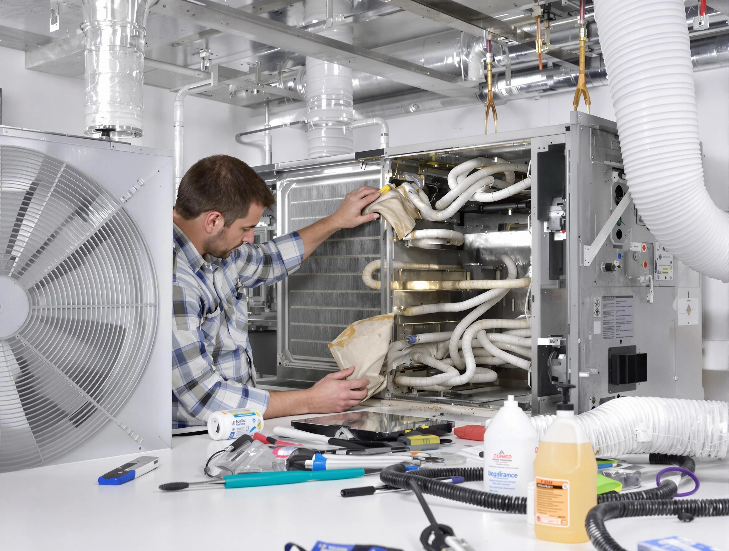 Los Ranchos de Albuquerque Air Duct Cleaning specialist performing precision AC coil cleaning in Los Ranchos de Albuquerque