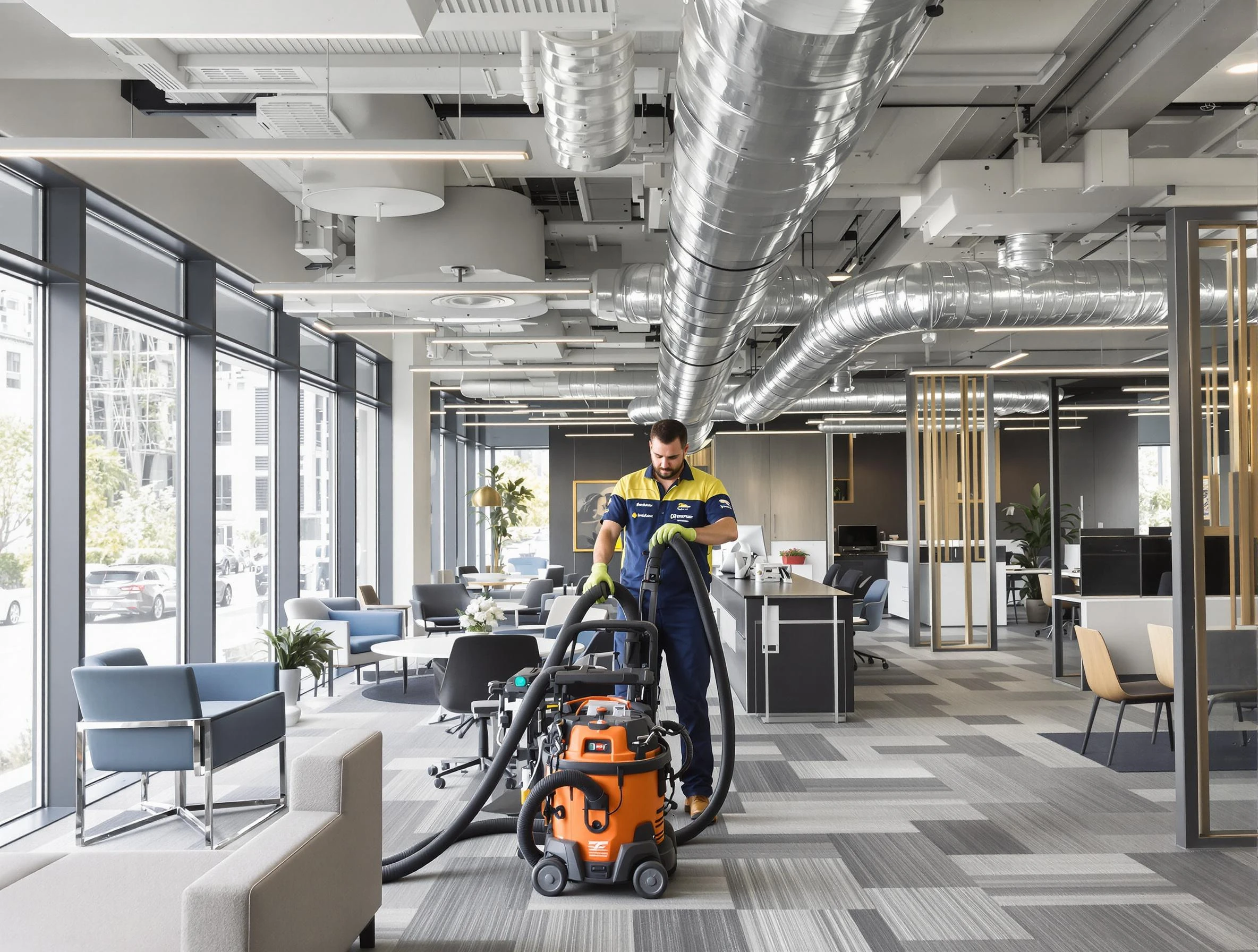 Los Ranchos de Albuquerque Air Duct Cleaning team performing thorough commercial duct cleaning at a Los Ranchos de Albuquerque business center